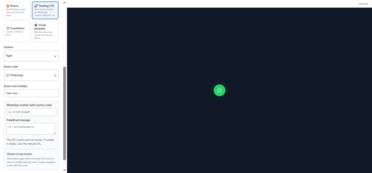 ElemPilot floating WhatsApp CTA example