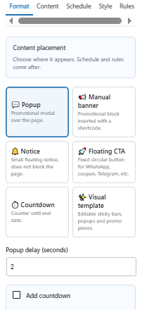 ElemPilot Format tab options