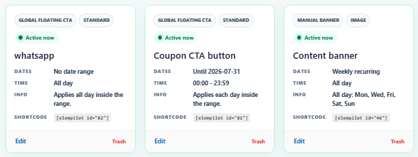 ElemPilot shortcode rendered on a page